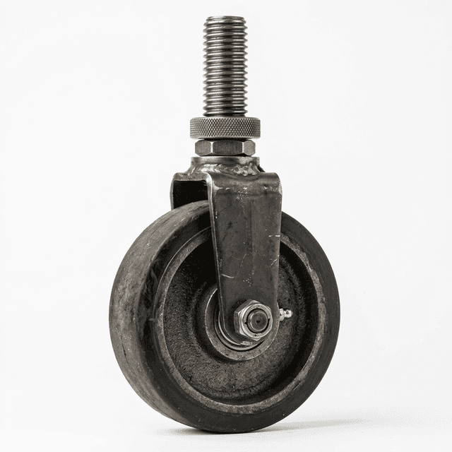 Scaffold castor wheel with adjustable stem detail