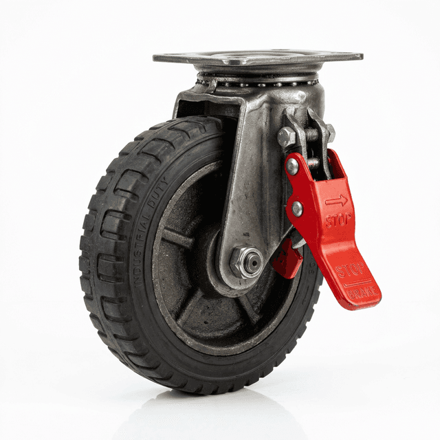 Heavy-duty scaffold castor wheel with braking mechanism