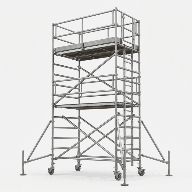 6m double width aluminium scaffold tower used to illustrate height-led buying intent