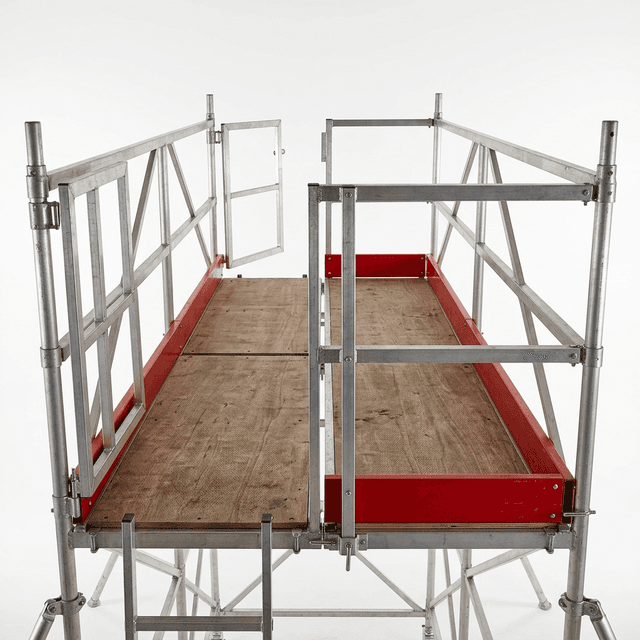 Double width scaffold tower showing large working platform